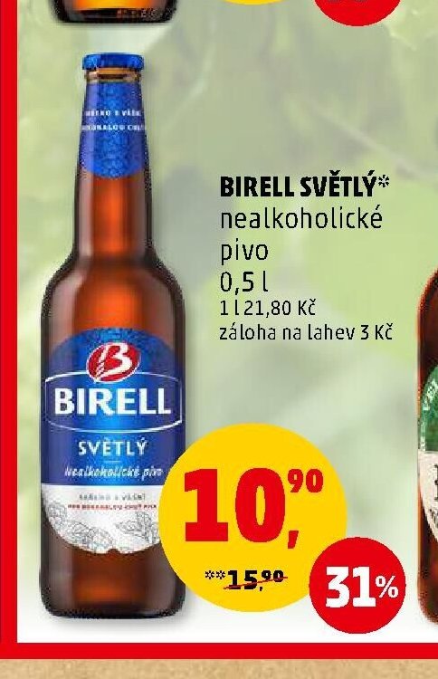 Birell světlý nealkoholické pivo 0,5 l