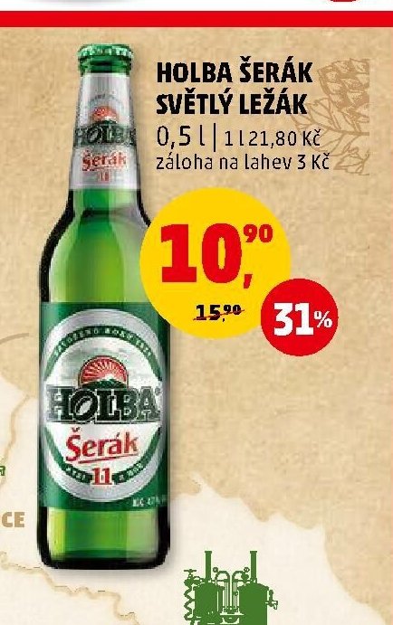 Holba Šerák světlý ležák 0,5 l