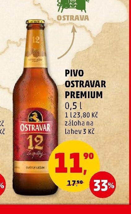 Pivo Ostravar Premium 0,5 l