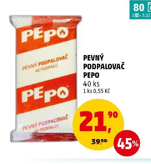 Pevný podpalovač Pepo 40 ks