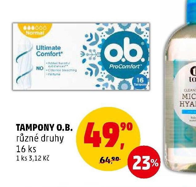 Tampony O.B. různé druhy 16 ks