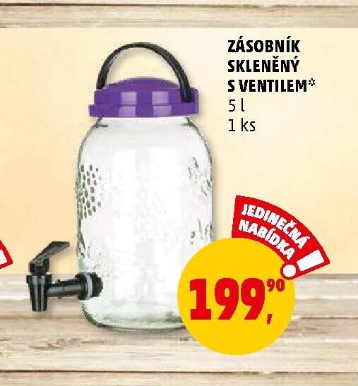 ZÁSOBNÍK SKLENĚNÝ S VENTILEM