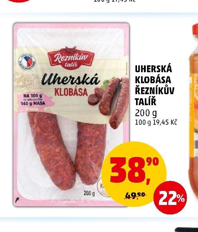 UHERSKÁ KLOBÁSA ŘEZNÍKŮV TALÍŘ 200 g