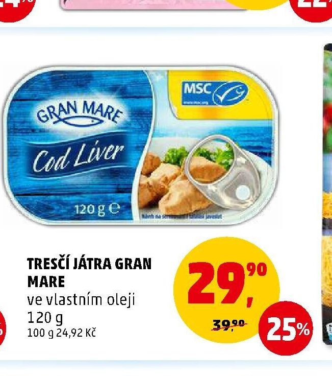 TRESČÍ JÁTRA GRAN MARE ve vlastním oleji 120 g
