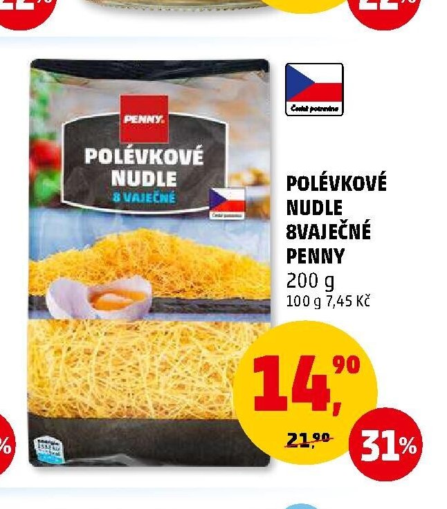 POLÉVKOVÉ NUDLE 8VAJEČNÉ PENNY 200 g