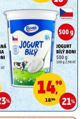 Jogurt bílý Boni