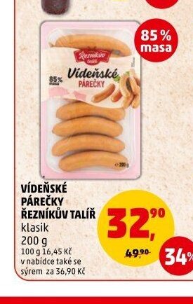 Vídeňské párečky Řezníkův talíř