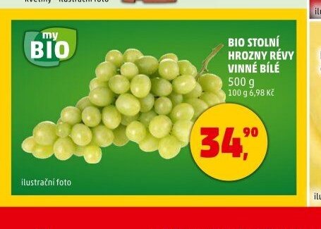 BIO STOLNÍ HROZNY RÉVY VINNÉ BÍLÉ