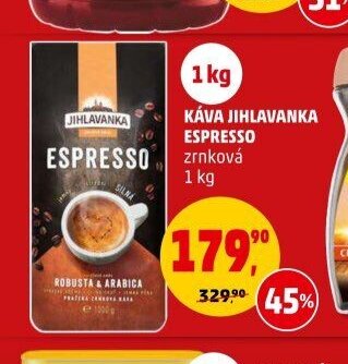 KÁVA JIHLAVANKA ESPRESSO zrnková 1 kg