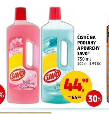 Čistič na podlahy a povrchy Savo 750 ml