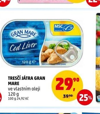 TRESČÍ JÁTRA GRAN MARE ve vlastním oleji 120 g