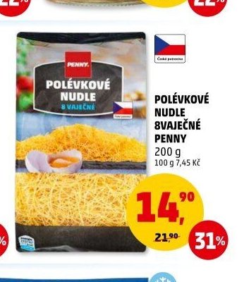 POLÉVKOVÉ NUDLE 8VAJEČNÉ PENNY 200 g