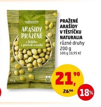 PRAŽENÉ ARAŠÍDY V TĚSTÍČKU NATURALIA různé druhy 200 g
