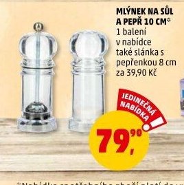 Mlýnek na sůl a pepř 10 cm
