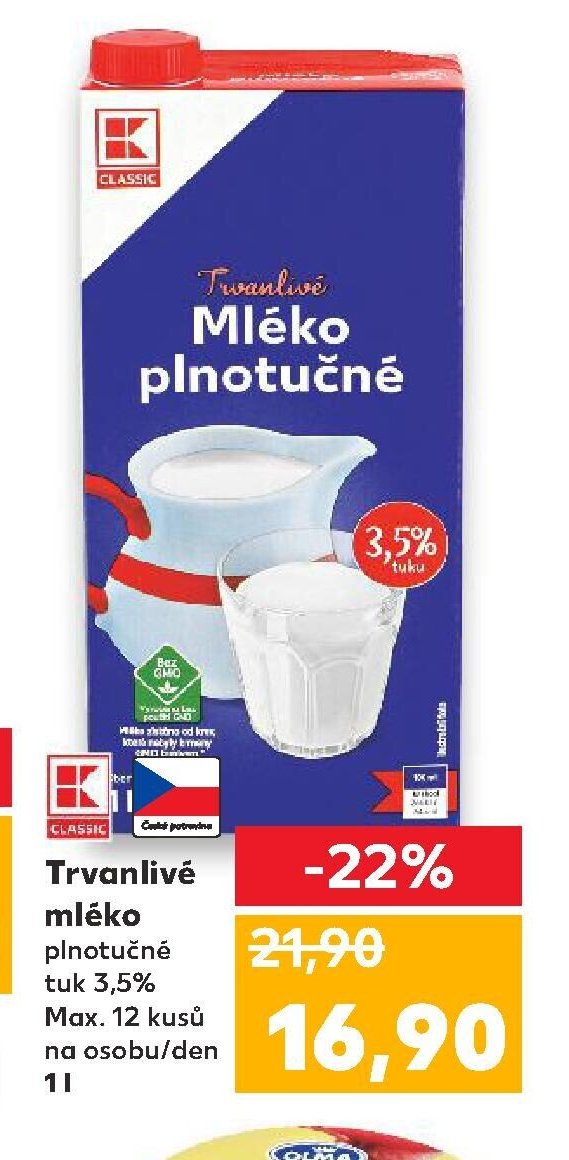 K-Classic Trvanlivé mléko plnotučné
