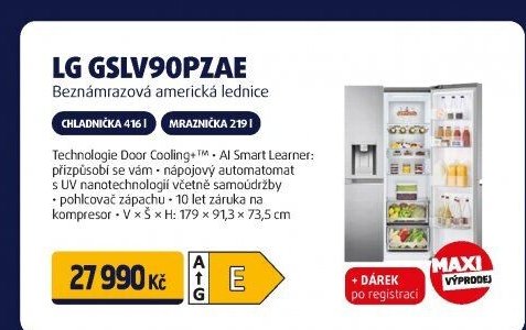 LG GSLV90PZAE Beznámrazová americká lednice