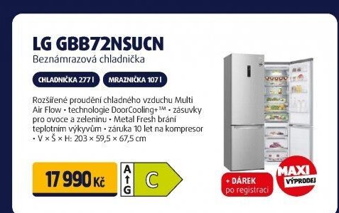 LG GBB72NSUCN Beznámrazová chladnička