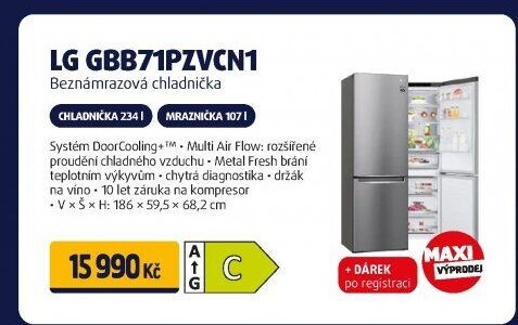 LG GBB71PZVCN1 Beznámrazová chladnička