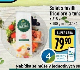 Salát s fusilli Tricolore a tuňákem