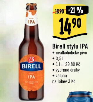 Nealkoholické pivo IPA Birell