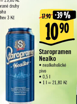 Nealkoholické pivo Staropramen