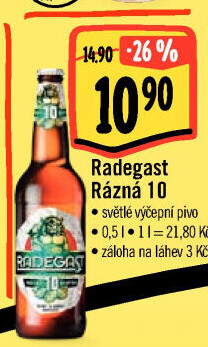 Pivo světlé výčepní Rázná 10° Radegast