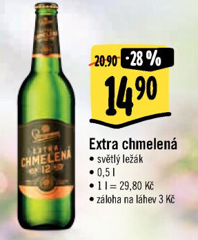 Pivo světlý ležák Extra chmelená 12° Staropramen
