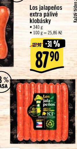 Klobásy na grilování Los Jalapeňos Kostelecké uzeniny