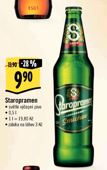 Pivo světlé výčepní 10° Smíchov Staropramen