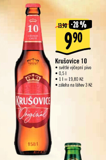 Pivo světlé výčepní Originál Královská 10° Krušovice