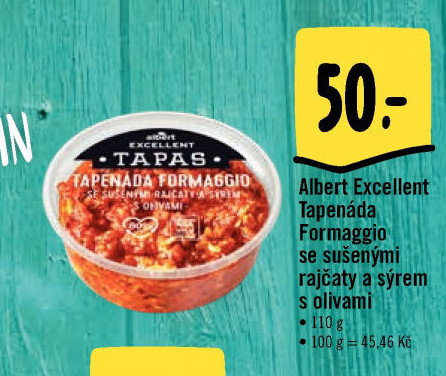 Tapas Tapenáda Formaggio se sušenými rajčaty a sýrem s olivami Albert Excellent