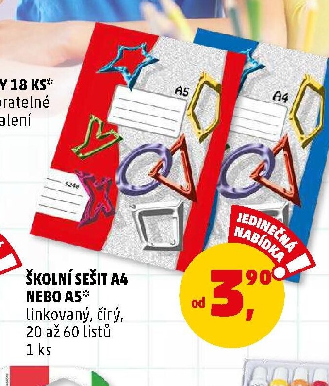 ŠKOLNÍ SEŠIT A4 NEBO A5
