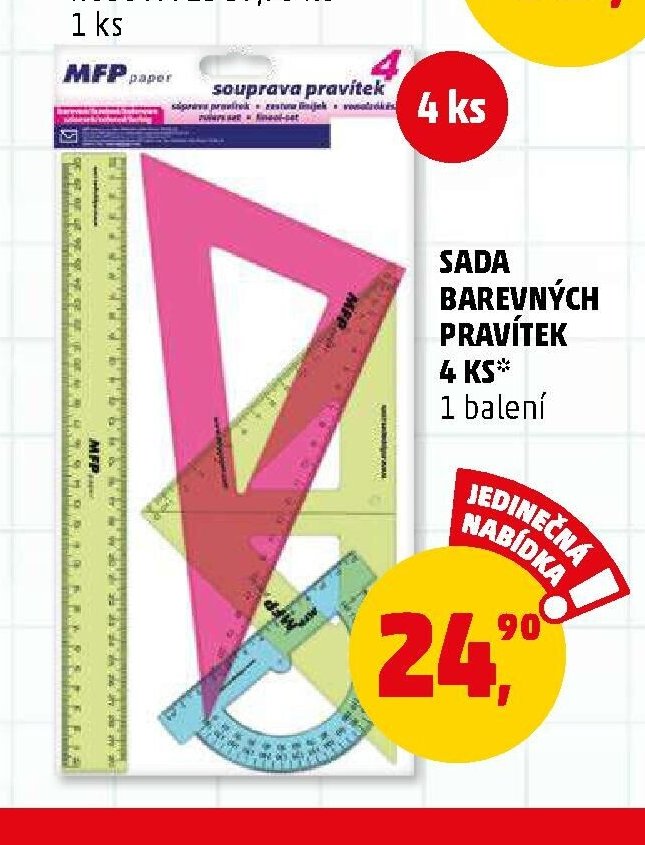 SADA BAREVNÝCH PRAVÍTEK 4 KS