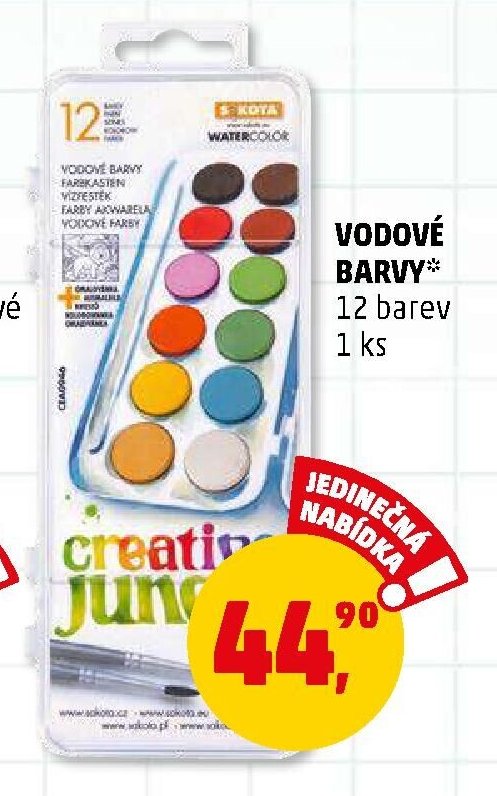 Vodové barvy 12 barev
