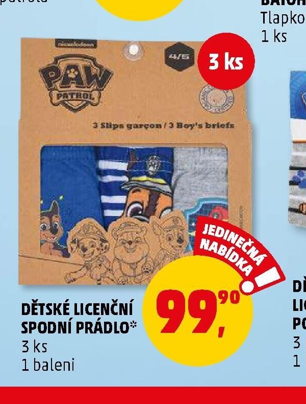 DĚTSKÉ LICENČNÍ SPODNÍ PRÁDLO 3 ks