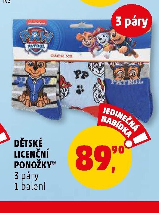 DĚTSKÉ LICENČNÍ PONOŽKY 3 páry