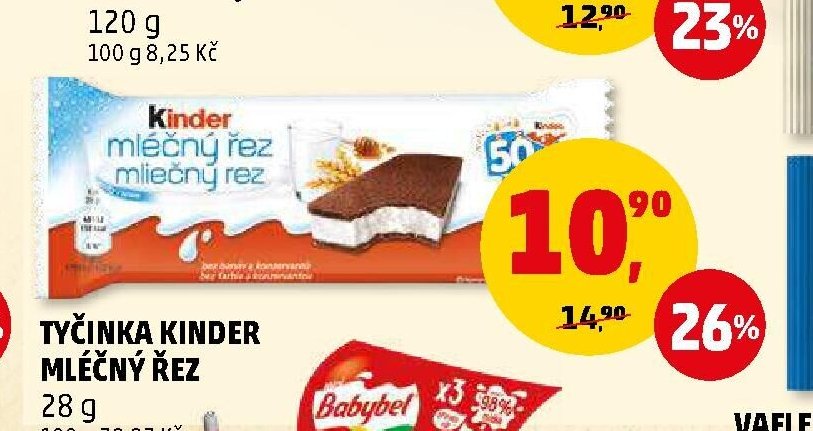 Tyčinka Kinder Mléčný řez