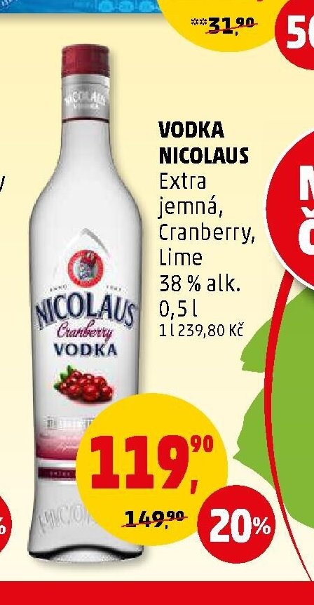 Vodka Nicolaus Extra jemná, Cranberry, Lime