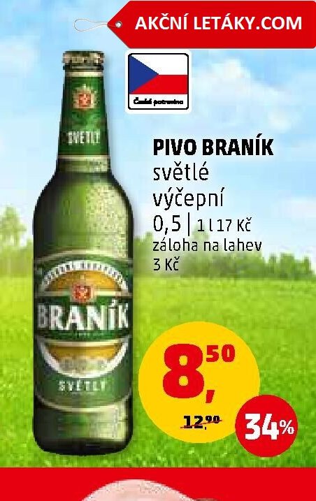 Pivo Braník světlé výčepní