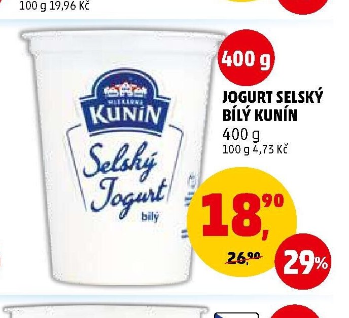 Jogurt selský bílý Kunín