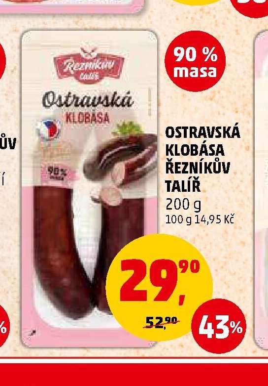 OSTRAVSKÁ KLOBÁSA ŘEZNÍKŮV TALÍŘ