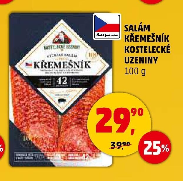 SALÁM KŘEMEŠNÍK KOSTELECKÉ UZENINY 100 g