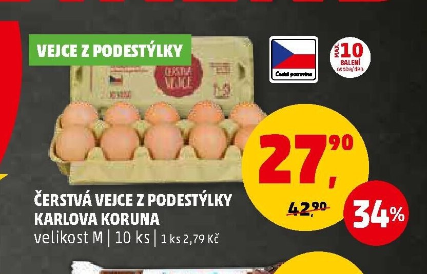 Čerstvá vejce z podestýlky Karlova Koruna
