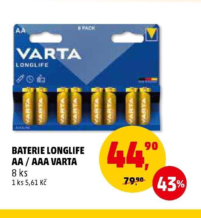 BATERIE LONGLIFE AA / AAA VARTA 8 ks