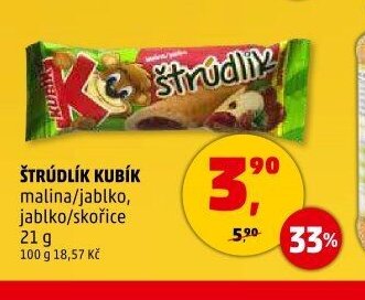 ŠTRÚDLÍK KUBÍK malina/jablko, jablko/skořice 21 g