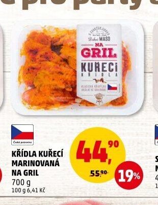 KŘÍDLA KUŘECÍ MARINOVANÁ NA GRIL 700 g