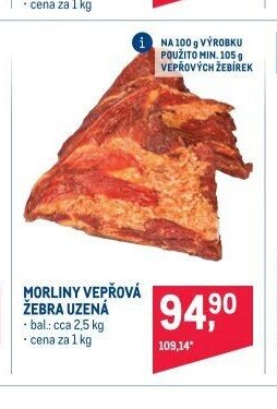 MORLINY VEPŘOVÁ ŽEBRA UZENÁ