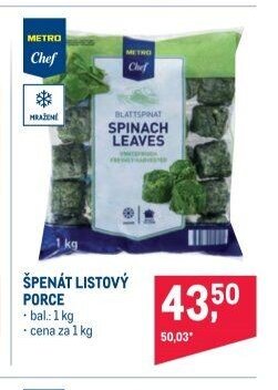 Špenát listový porce