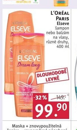 L'Oréal Paris Elseve šampon nebo balzám na vlasy, 400 ml