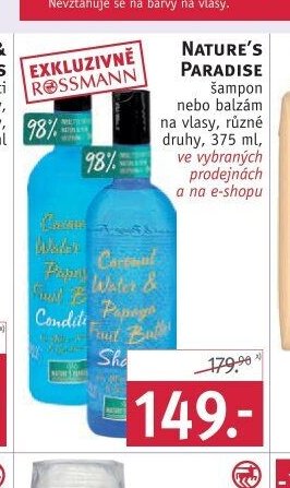 Nature’s Paradise šampon nebo balzám na vlasy, různé druhy, 375 ml